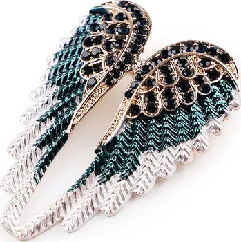 Náramek Brož s broušenými kamínky křídla, malé, 2 petrolejová