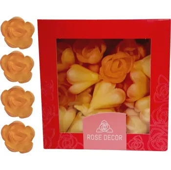 Jedlá dekorace na dort Dekorace oplatková - Růže poupě, čajová, 60 ks