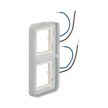 Elektrická zásuvka Rámeček 2-násobný svislý, podsvětlení LED modrá 230V~, 10mA, komplet., IP 55, Berker W.1, sv. šedá, mat