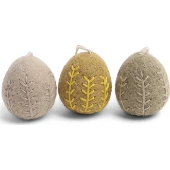 Velikonoční dekorace Set plstěných vyšívaných vajíček