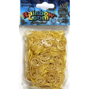 kreativní sada Rainbow Loom ® náhradní gumičky třpytivé zlato/bílé