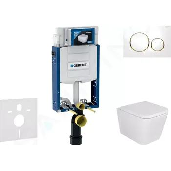 Geberit Kombifix Set předstěnové instalace, klozetu Arkas I a sedátka softclose, tlačítko Sigma20, bílá/pozlacená, SANI15CA3131