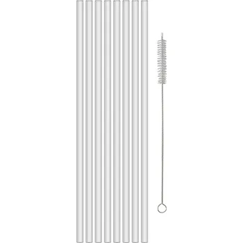 Brčko CHEERS STRAWS 27 cm, sada 8 ks, s kartáčkem, křišťálově čirá, Koziol - doprava zdarma od 2999 Kč