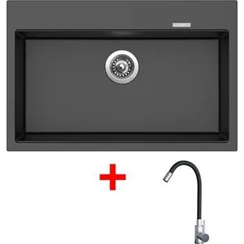Granitový dřez Sinks MAXIMO 780 Metalblack + Elasta nerez/černá
