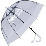 Průhledný dětský deštník s bílou rukojetí a okrajem - Ø 50 cm