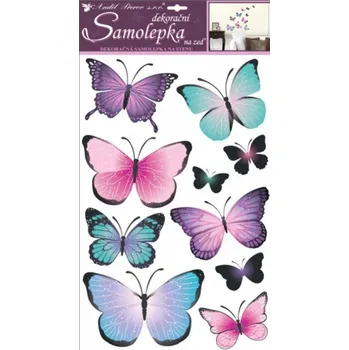 Samolepící dekorace Samolepka na zeď - Motýli modrofialoví - 50 x 32 cm - 10185
