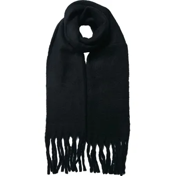 Šála Černá dámská šála s třásněmi - 38*200 cm
