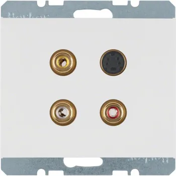 Elektrická zásuvka Zásuvka 3 x Cinch / S-Video Berker K.1/K.5 Barva: Bílá, Povrch: Lesk