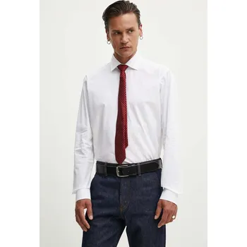 Pánská košile Bavlněná košile HUGO Valerio bílá barva, regular, s klasickým límcem, 50519812 00X, vel. 45