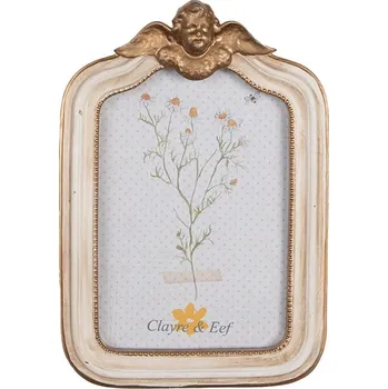 Rám na obraz Béžovo-bronzový antik fotorámeček s andílkem - 14*3*20 cm / 10*15 cm