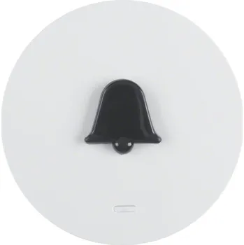 Elektrická zásuvka Kolébka s průhlednou čočkou a hmatným symbolem - zvonek, Berker R.1/R.3, bílá, lesk Barva: Bílá, Povrch: Lesk