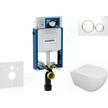 Geberit Kombifix Set předstěnové instalace, klozetu Oudee a sedátka softclose, tlačítko Sigma20, bílá/pozlacená, SANI15CA3119