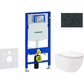 Geberit Duofix Set předstěnové instalace, klozetu Oudee Vortex a sedátka softclose, tlačítko Sigma20, černá lesk/černá mat, SANI11CA5154