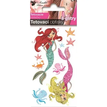 Tetovací barva Tetovací obtisky s glitry - mořské panny - 10,5 x 6 cm - 16000