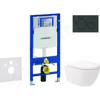 Geberit Duofix Set předstěnové instalace, klozetu Oudee Vortex a sedátka softclose, tlačítko Sigma20, černá lesk/černá mat, SANI11CA5148