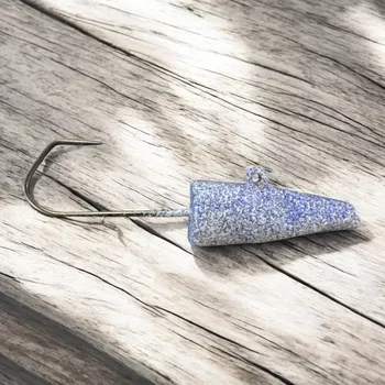 Rybářský háček RYVALURES-JIG HLAVA POLAK VMC 80G-6/0 WHITE-BLUE HOLO 5 KS