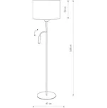 Euluna Stojací lampa Hotel Plus s lampou na čtení, bílá - Výška stínidla na lampu 30 cm bílá, stříbrná 1 x 60 W E27 + 1 x 20 W G9 - Doprava zdarma