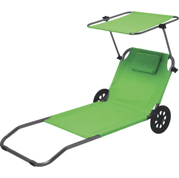 Zahradní lehátko CRIVIT Plážové lehátko se sluneční clonou (zelená)