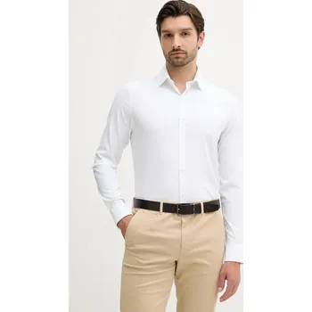Pánská košile Košile Calvin Klein pánská, bílá barva, slim, s klasickým límcem, LV019EU025 00X, vel. 43