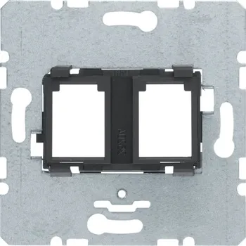 Elektrická zásuvka Berker Nosná deska s černým úchytem pro 2-nás. ModularJac