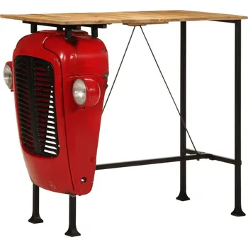 Barový stolek vidaXL Barový stůl traktor červený a hnědý 55 x 120 x 107 cm mangovník [4009368]