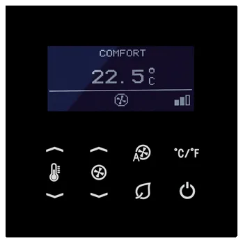 Termostat Jung Regulátor teploty fan coil, 4-trubkový Barva: Černá