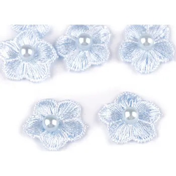 Vyšívaný květ Ø2 cm s perlou