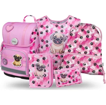 Set školních potřeb Školní aktovkový 5-dílný set BAAGL ERGO - Tlapky (aktovka, penál, sáček, zástěra, peněženka)