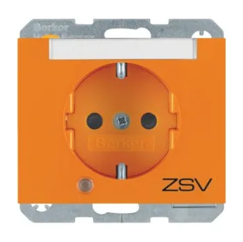 Elektrická zásuvka Zásuvka SCHUKO s LED kontrolkou a popisovým polem, Berker K.1/K.5 Barva: Oranžová, Povrch: Lesk