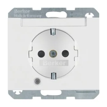Elektrická zásuvka Zásuvka SCHUKO se signalizační LED a popisovým polem, Berker K.1, bílá lesk