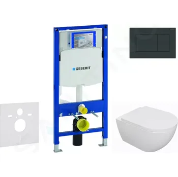 Geberit Duofix Set předstěnové instalace, klozetu Oudee a sedátka softclose, tlačítko Sigma30, černá lesk/černá mat, SANI11CA5109