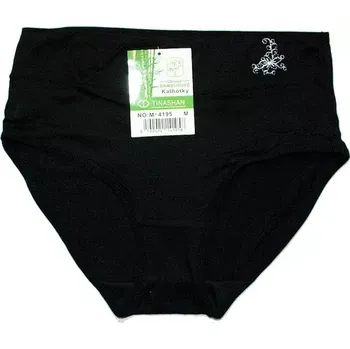 Dámské kalhotky do pasu s bambusem květina 4195 černé 604-21