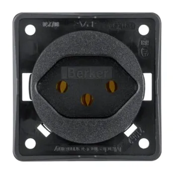 Elektrická zásuvka Berker Zásuvka s ochr. kontaktem, CH - typ 13, Integro přístroje, černá, mat