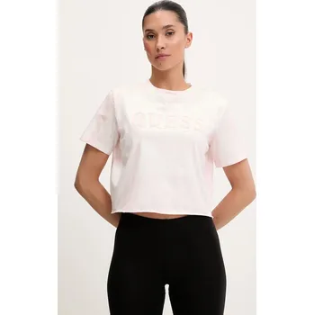 Dámské tričko Bavlněné tričko Guess GENZIANA dámské, růžová barva, V5GI19 I3Z14 V5GI19.I3Z14 03X, vel. S