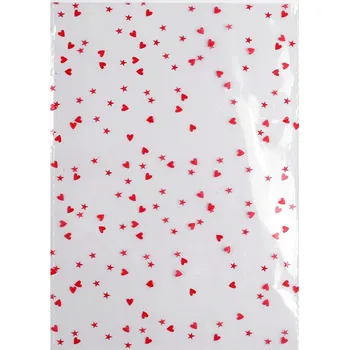 Celofánový průhledný sáček srdíčka 13x18 cm - 100ks Varianta: 3 červená, Balení: 100 ks