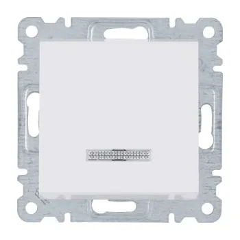 vypínač Hager Tlačítko 1-pólové s podsvětlením, řazení 1/0, Lumina, bílá lesk