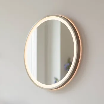 Lampička Paul Neuhaus LED nástěnné zrcadlo VIDRO, bronzové, Ø 46 cm, powerbanka, vypínač bronzová, zrcadlová LED 7 W celkem - Doprava zdarma