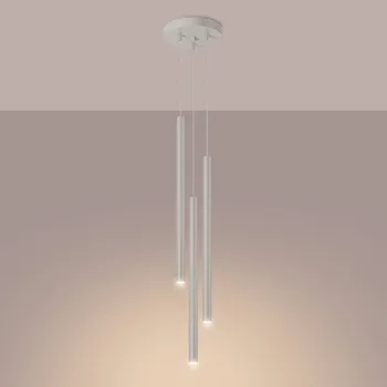 SOLLUX LIGHTING Závěsná lampa Pastelo, béžová, Ø 19 cm, ocel - Stínidlo - Ø 2,5 cm, výška 50 cm 3 x 8 W LED - Doprava zdarma