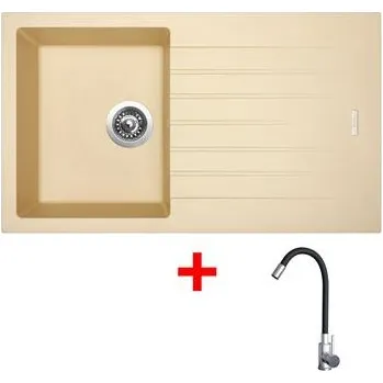 Granitový dřez Sinks PERFECTO 860 Sahara + Elasta nerez/černá