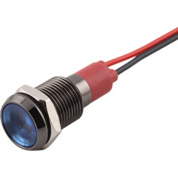 Relé LED kontrolka kovová, pro průměr otvoru 10mm, černá Modrá 110-220 V AC