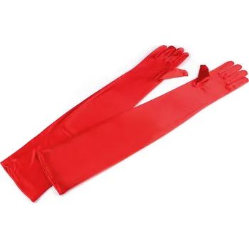 Rukavice Dlouhé společenské rukavice saténové, malé, 3 červená