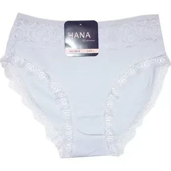 Dámské kalhotky do pasu s krajkou 3814 bílá melír607-21