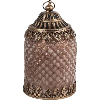 Svícen Hnědá skleněná svítící LED lucerna Balli - Ø 10*16 cm