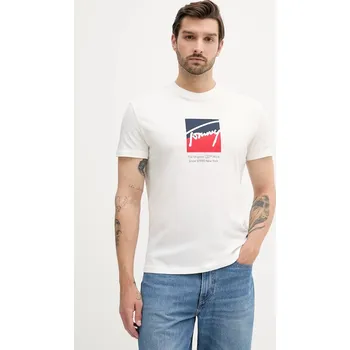 Pánské tričko Bavlněné tričko Tommy Jeans DM0DM21940 bílá 00X, vel. L