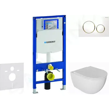 Geberit Duofix Set předstěnové instalace, klozetu Oudee a sedátka softclose, tlačítko Sigma20, bílá/pozlacená, SANI11CA3133