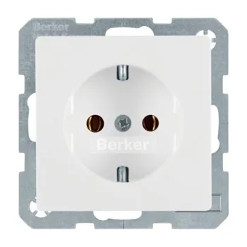 Elektrická zásuvka Zásuvka, SCHUKO, šroubovací svorky, Berker Q.1/Q.3/Q.7/Q.9 Barva: Bílá, Povrch: Sametová