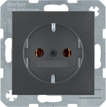 Elektrická zásuvka Zásuvka SCHUKO se šroubovými svorkami Berker S.1/B.3/B.7 Barva: Antracit, Povrch: Mat