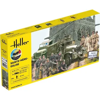 Plastikový model Sainte-Mere-Eglise - obsahuje barvy a lepidlo - Heller STARTER KIT 52327