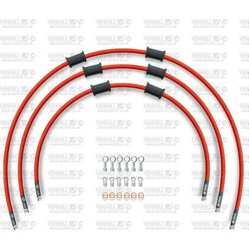STANDARD Hadice přední brzdy sada Venhill POWERHOSEPLUS YAM-10006FS-RD (3 hadice v sadě) červené hadice, nerezové koncov