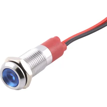 Relé LED kontrolka kovová, pro průměr otvoru 8mm, stříbrná Modrá 110-220 V AC